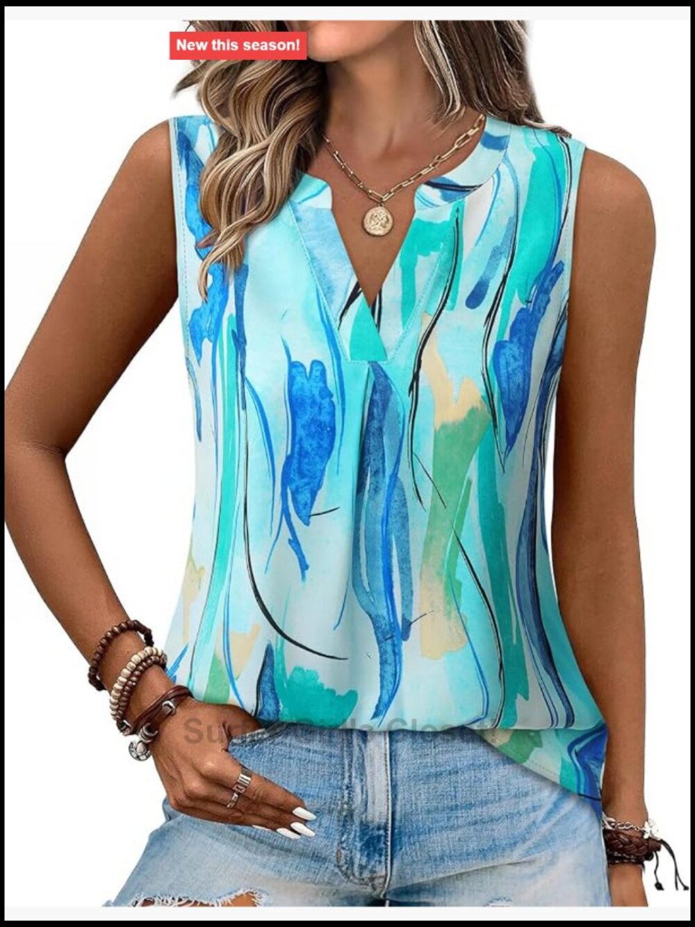 Women's Sleeveless Tank Top V-Neck Loose Fit Lightweight Chiffon Blouse Summer